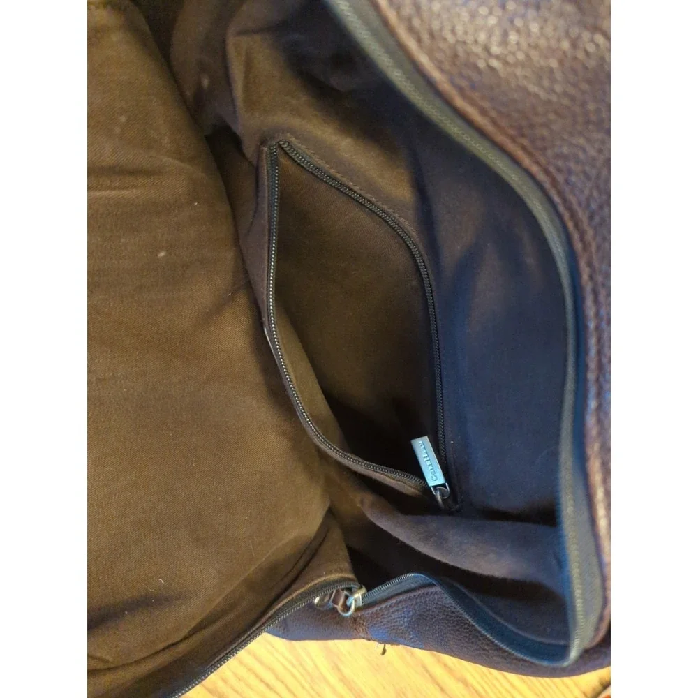 Vintage Cole Haan Backpack Dark Brown Pebbled Leather Bag‎